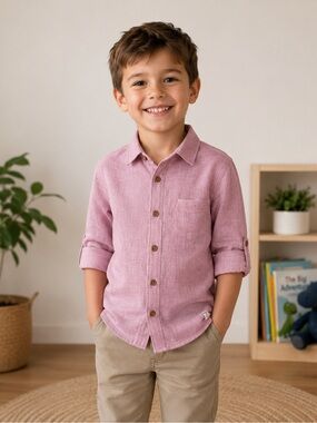 Me & Henry Soft Pink Button-Down Shirt for Kids